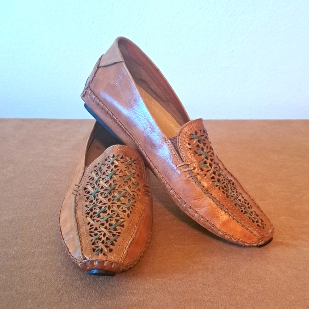 Pikolinos Leather Shoes Slip On Size 7 Light Brown